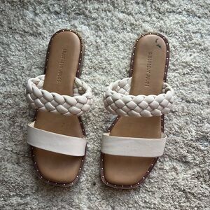 Braided white sandals